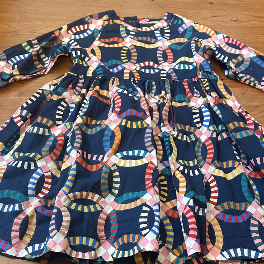Pink Chicken Colorful Geometric Pattern Dress size 7Y.